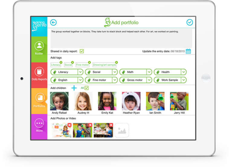 Ipad Mockup of Learning Genie platform